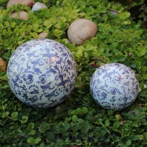 keramická koule koule modro-bílá patina/ malá