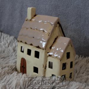  keramický domeček - svícen starorůžový  20cm 