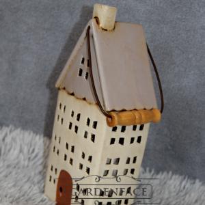  keramický domeček - svícen starorůžový 30cm 
