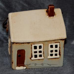 keramický domeček - svícen mint 14 cm 