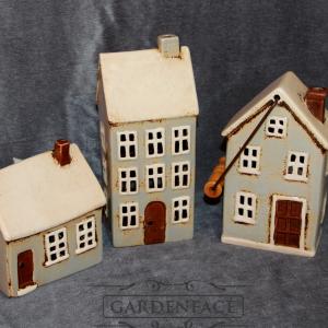 keramický domeček - svícen mint 23cm 