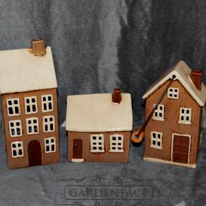  keramický domeček - svícen hnědý 19 cm 