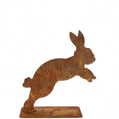 zahradní kovová dekorace zajíc, patina, výška 40 cm