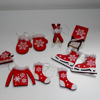 zimní dekorace - červený set 6 ks