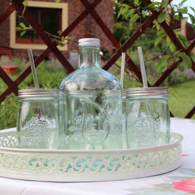 sklenice s brčkem - recyklované sklo