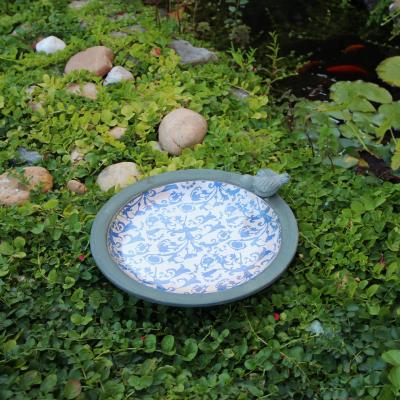 ptačí pítko/koupel modro-bílá patina