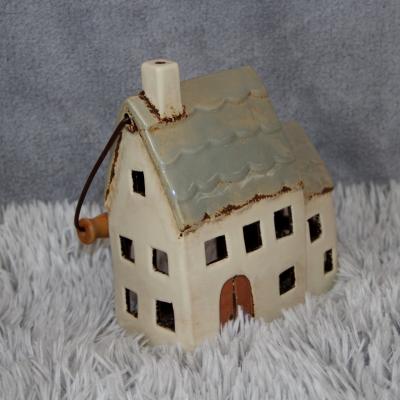  keramický domeček - svícen zelenkavý 20cm 