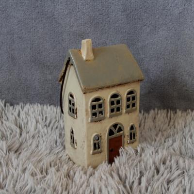  keramický domeček - svícen zelenkavý 22cm 