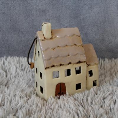  keramický domeček - svícen starorůžový  20cm 