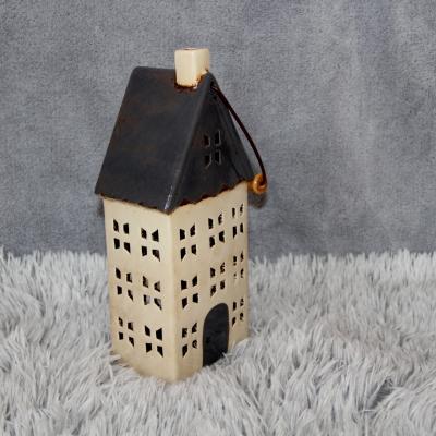 keramický domeček - svícen šedý 30cm